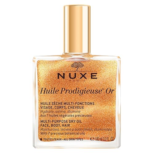 NUXE Huile Prodigieuse Shimmer Oil for Face, Body & Hair - 3.3 Fl Oz Radiant Glow & Hyd