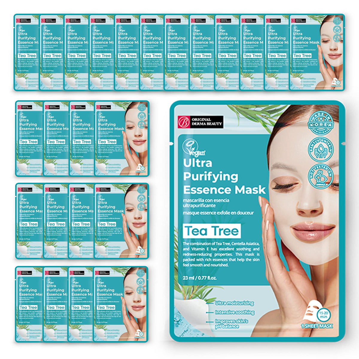 Innerest Tea Tree Collagen Face Masks - 24 Pk Ultra Purifying Sheet Masks For Skin Care