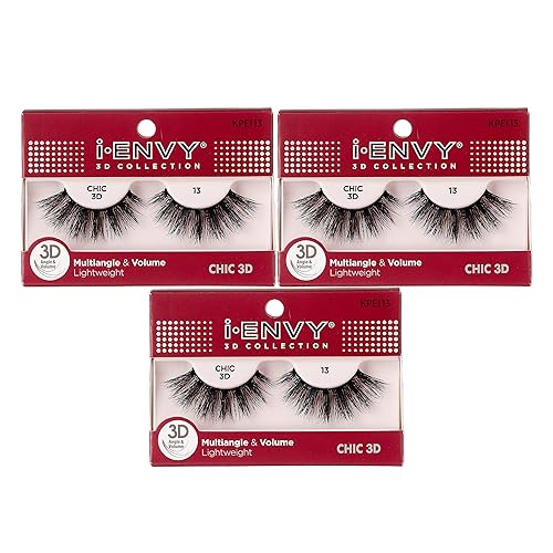 Kiss I Envy 3D Collection Chic #13 - Synthetic Lashes, Pack Of 3 By I•Envy