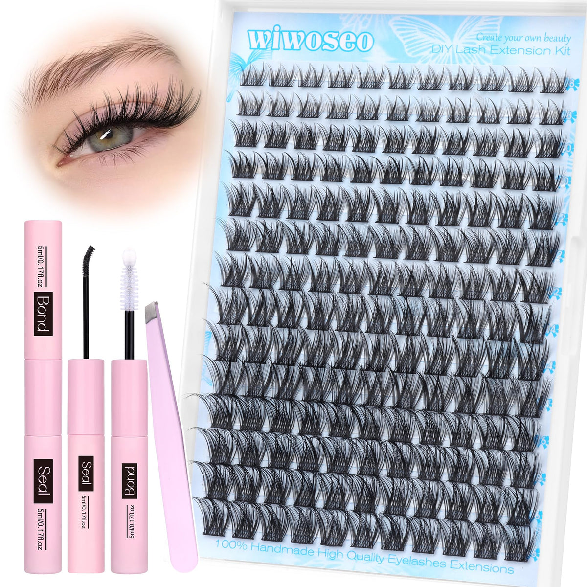 Wiwoseo Wispy Lash Clusters Kit - 8-16Mm D Curl Waterproof Individual Lashes For Beginners