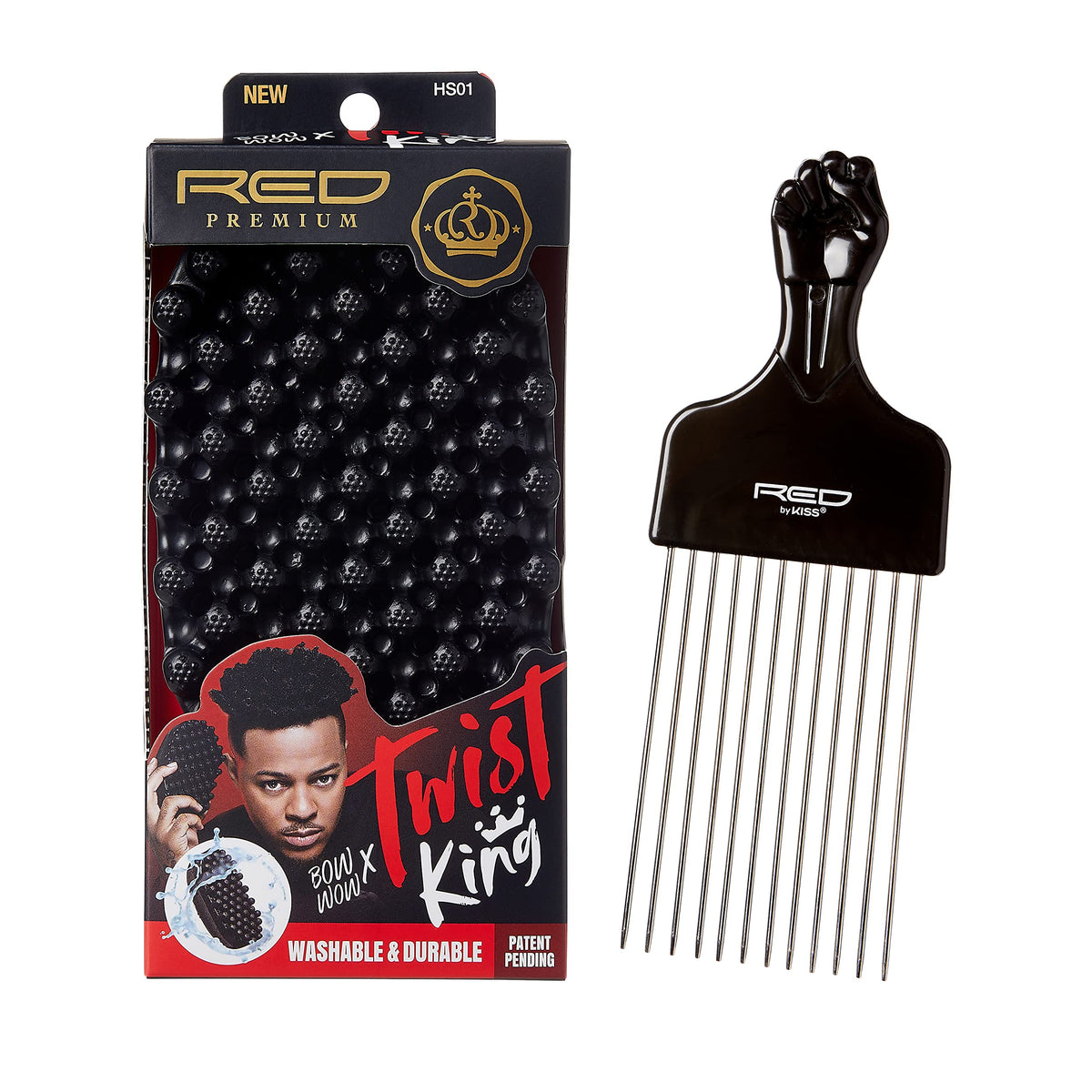 RED by Kiss Bow Wow X Twist King - Premium Afro Curl Sponge Brush for Curly & Coiled Hair