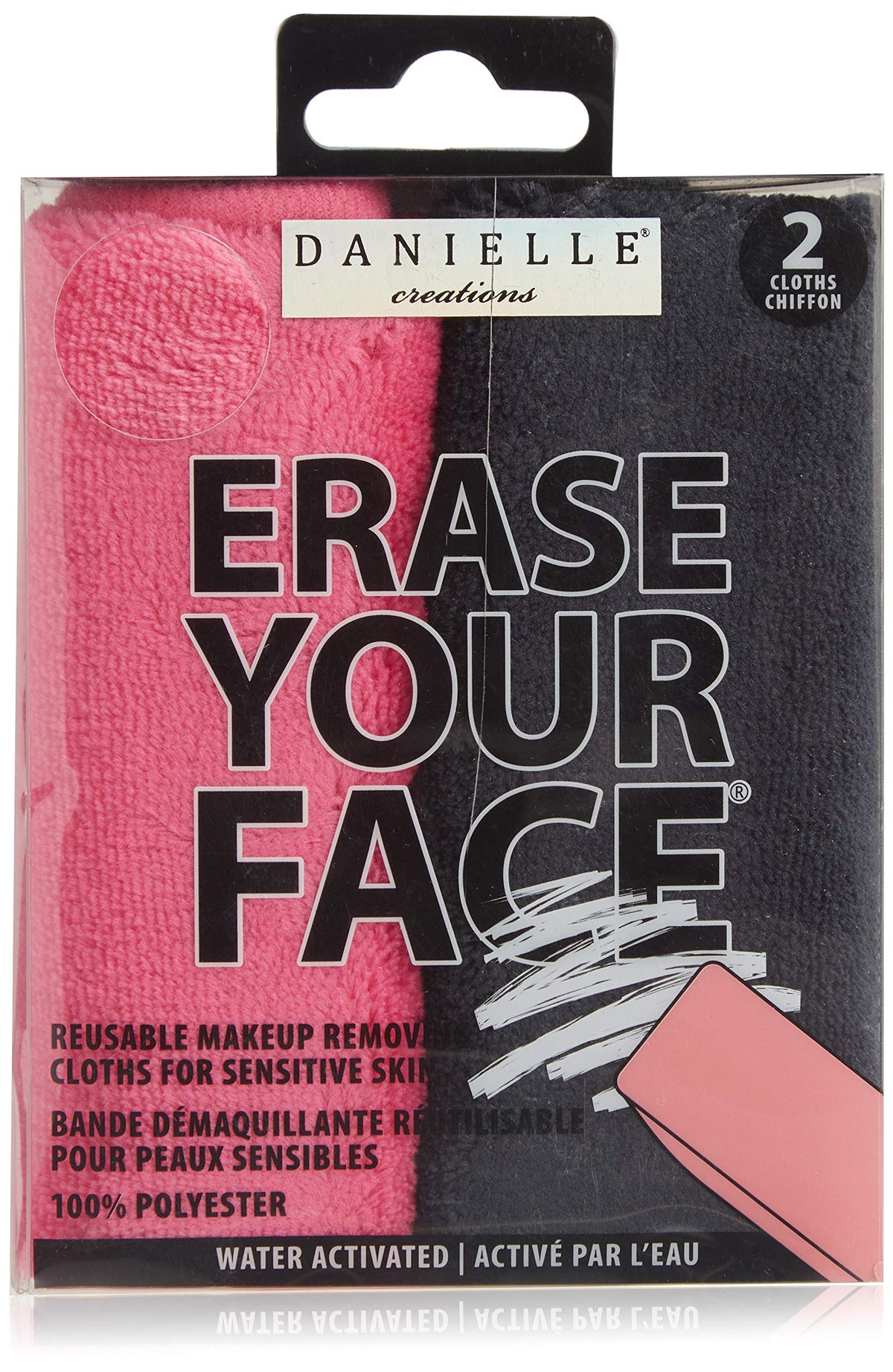 Erase Your Face Reusable Makeup Removing Cloths - Pink/Black, 2 Pack Microfiber Cleaners