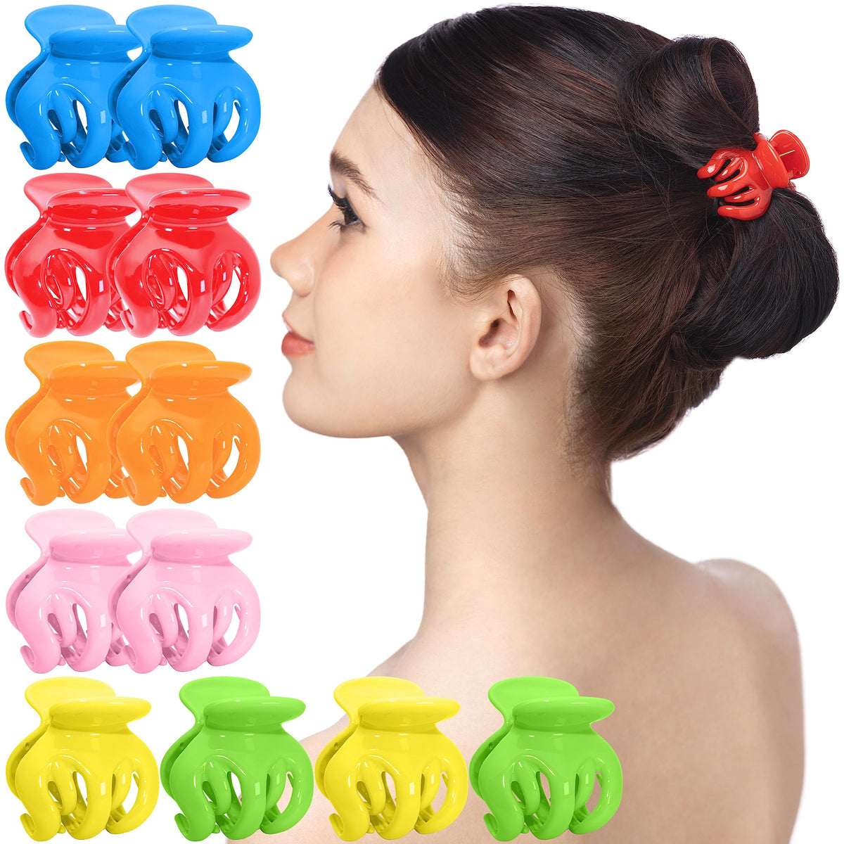 Rc Roche Ornament 12 Pcs Rainbow Octopus Claw Hair Clips - Strong Hold, No Slip Grip, Fashion Accessory