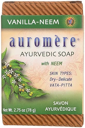 Auromere Vanilla Neem Bar Soap - Eco-Friendly, Handmade, Vegan, Cruelty-Free, 2.75 Oz