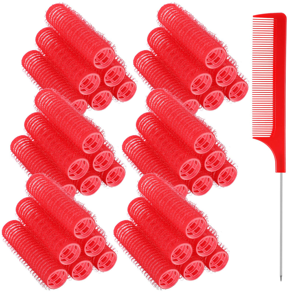 Syhood 36 Pieces Nylon Hair Rollers Set - Small Self Grip Curlers with DIY Comb for No-Heat Styling