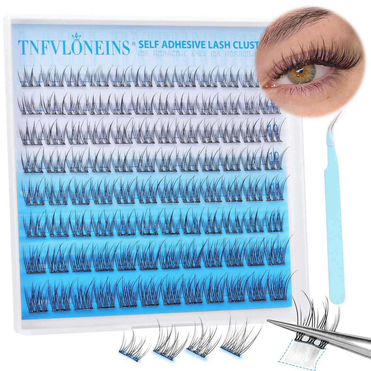 Tnfvloneins Self Adhesive Eyelashes - Reusable, Waterproof, No Glue Needed, Natural Look