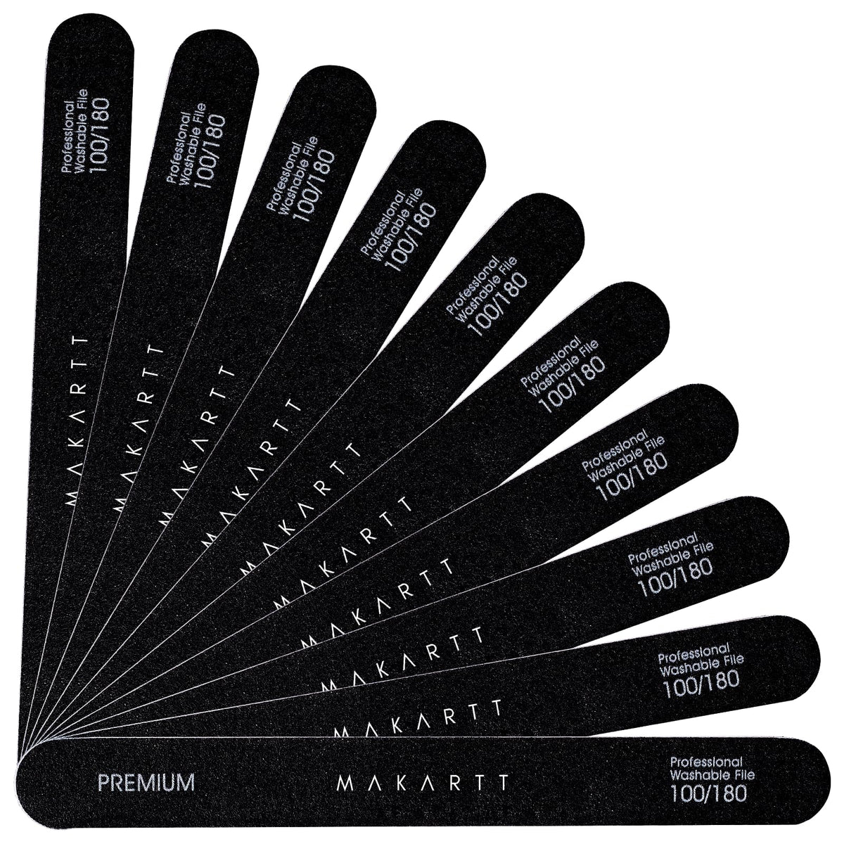 Makartt 100/180 Grit Nail Files - 10Pcs Black Emery Boards For Natural & Acrylic Nails