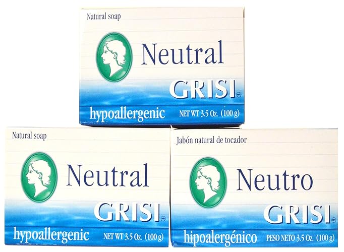 Grisi Hypoallergenic Clean Soap Bar, No Chemicals, 3 Count, 10.5 Ounce