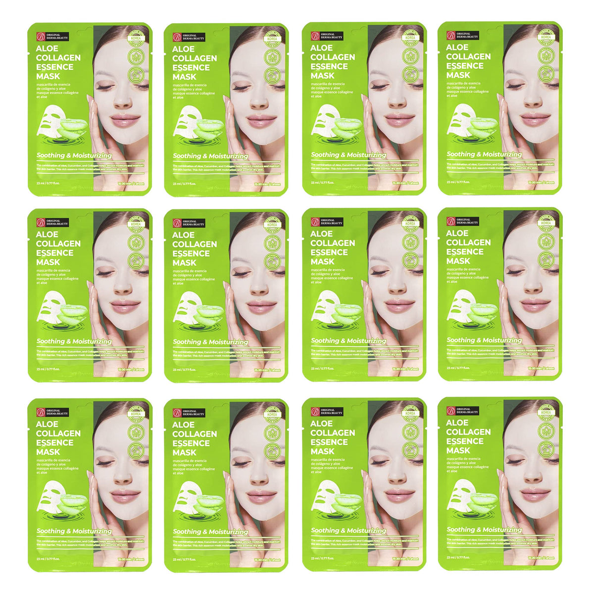 Innerest Collagen Face Masks 12 Pk - Soothing Aloe Skincare Sheet Masks For Beauty & Personal Care