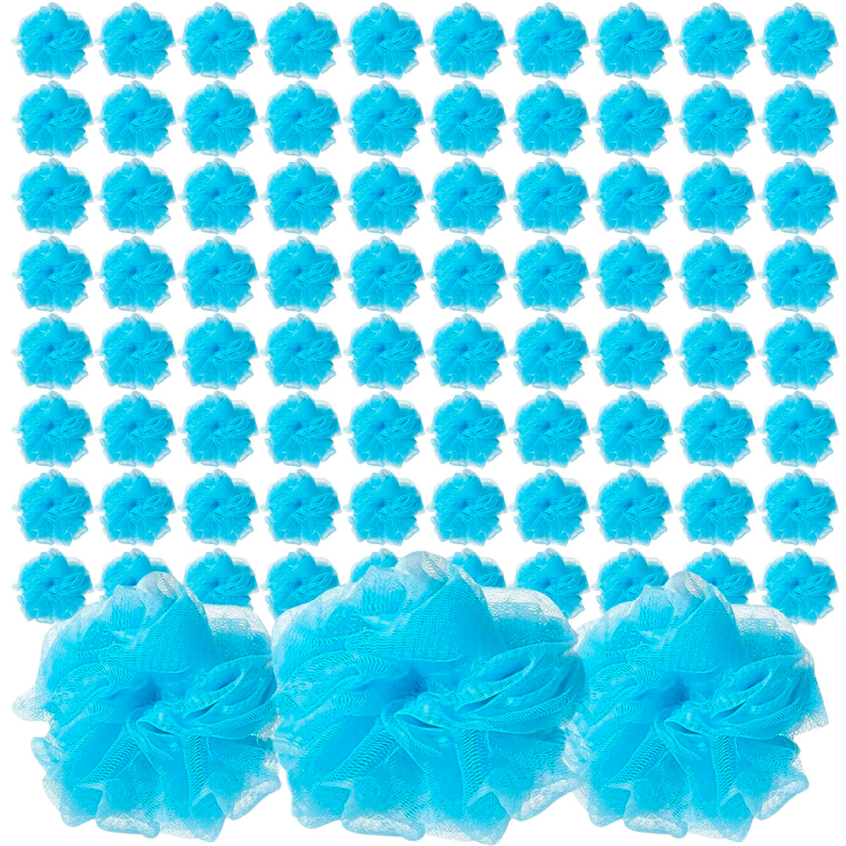 Loofah Lord Blue Loofah Bath Sponge Pouf - Wholesale Bulk Lot Of 80 Mesh Sponges