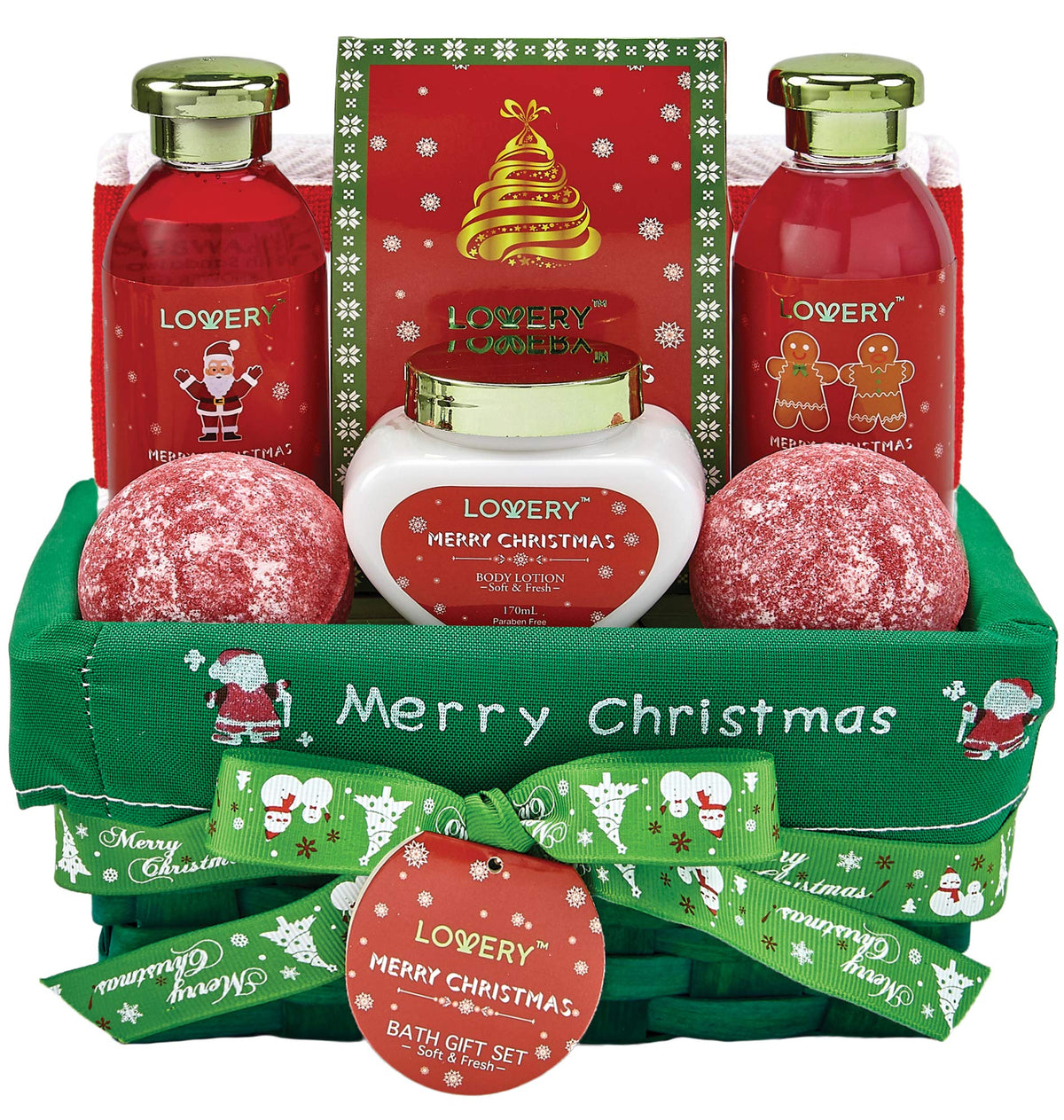 Lovery Bath And Body Christmas Gift Basket For Women – Strawberry & Sandalwood Spa Set