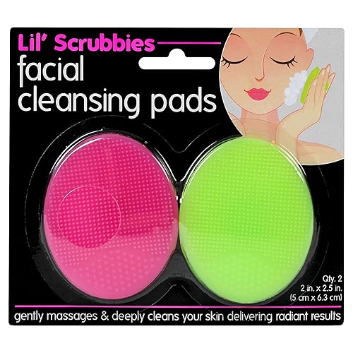 S&T Inc. Lil' Scrubbies Facial Cleansing Brush, Deep Pore Cleanser, Pink/Lime, 2 Count