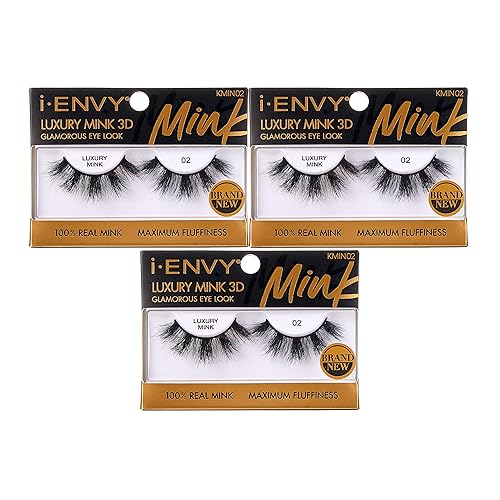 I•Envy Luxury Mink Collection 3D False Eyelashes - 100% Real Mink, Maximum Fluffiness, Glam Look