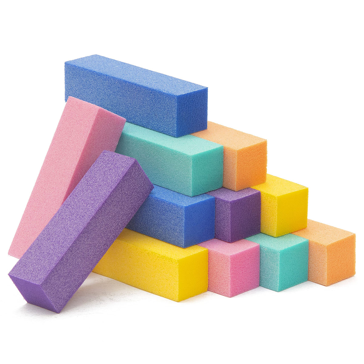 Morary 12-Pack Nail Buffing Blocks, Multi-Colored, 4 Sided Medium Grit Sponge