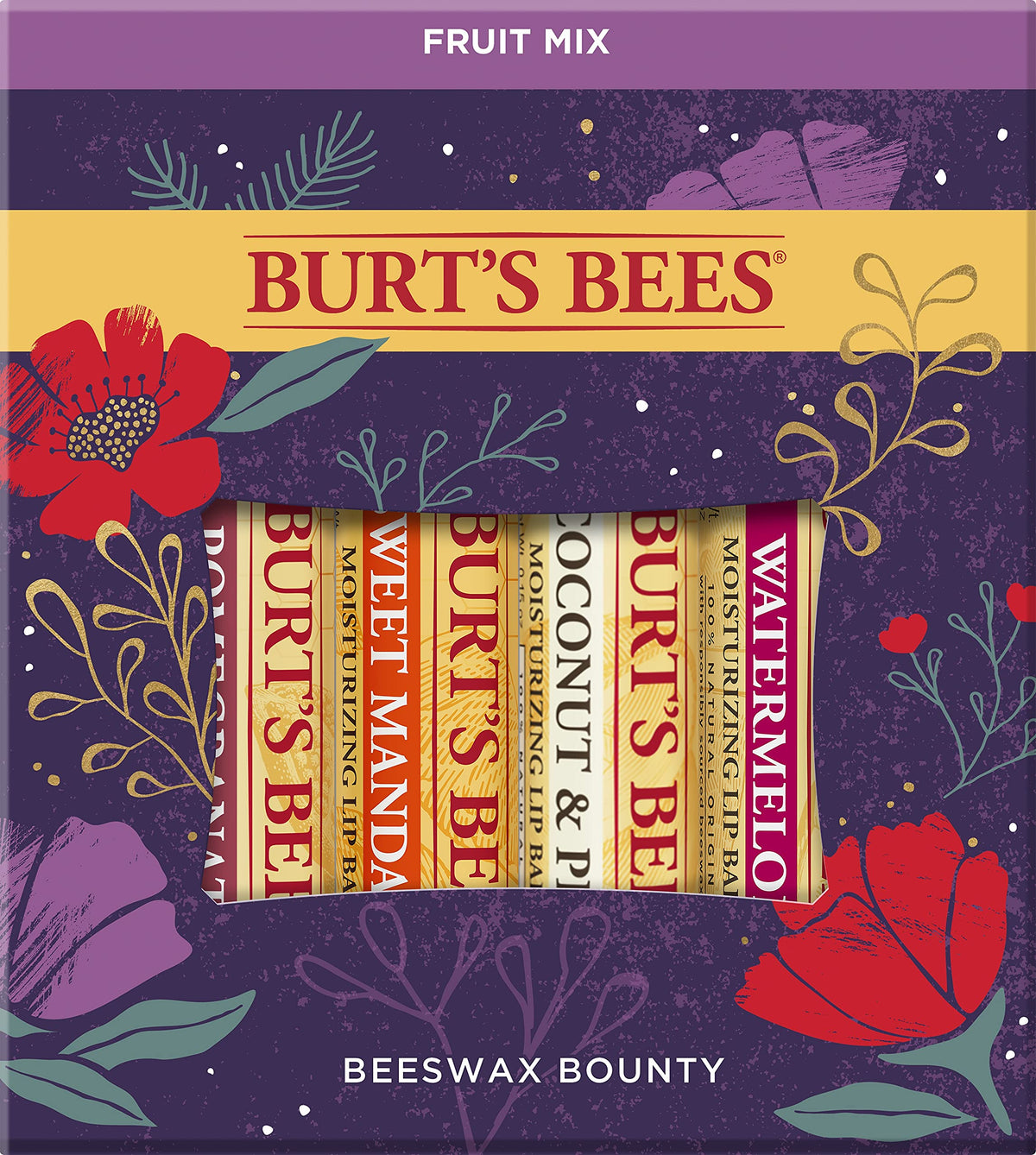 Burt’S Bees Beeswax Fruit Set - 0.15 Ounce (Pack Of 4) - Natural Lip Balm Collection