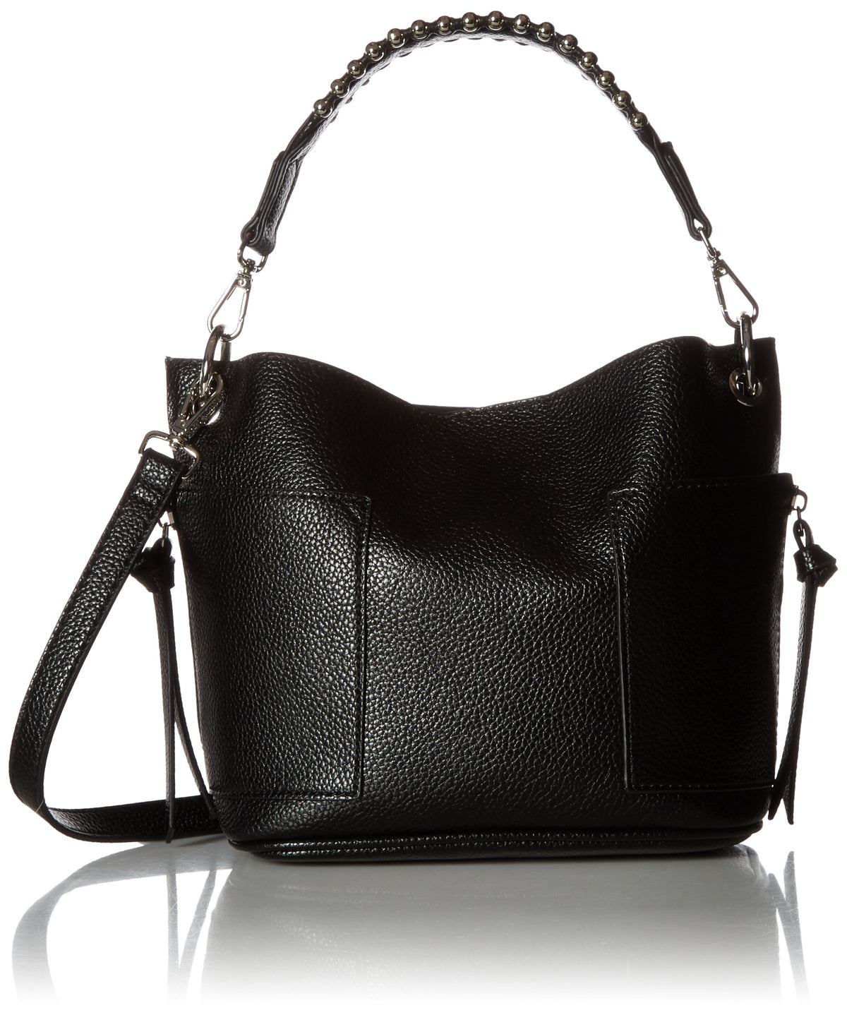 Steve Madden Women's Bsammy Black Faux Leather Shoulder Handbag, One Size US