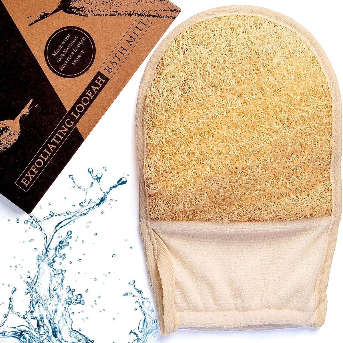 Lindissima 100% Natural Exfoliating Loofah Mitt - Eco-Friendly Luffa Glove For Men & Women