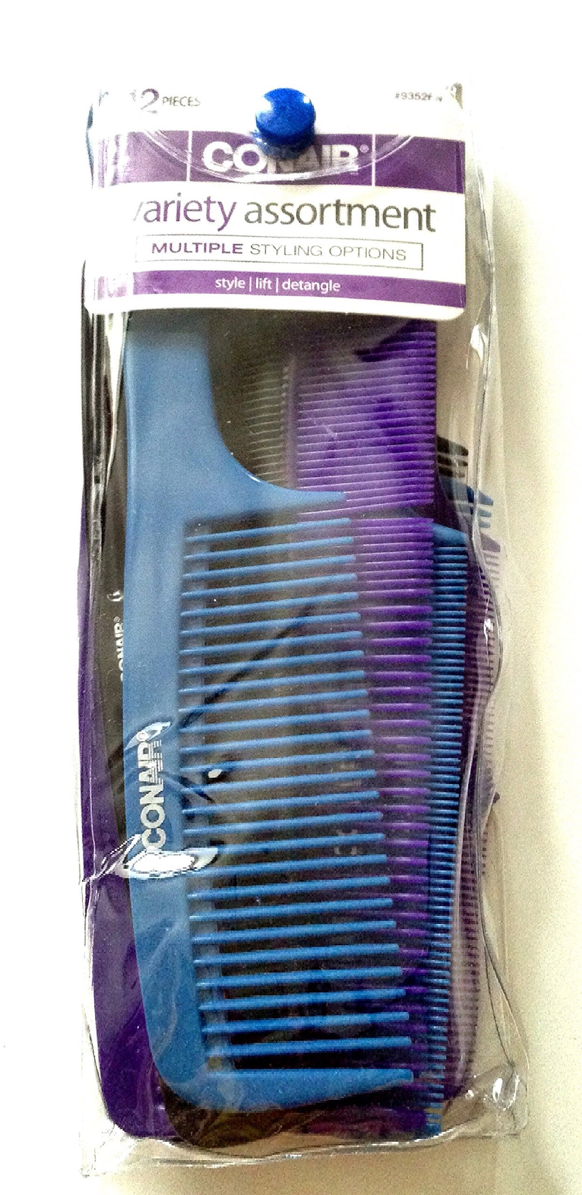 Conair Assorted Vinyl Comb Set - 2 Pound, Durable & Lightweight Hair Styling Tools