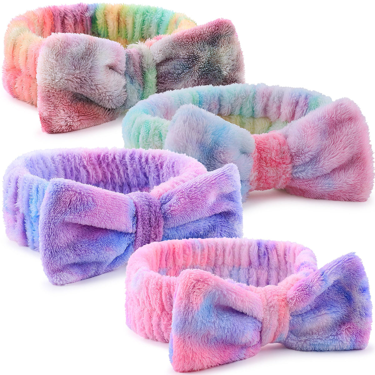 WSYUB Spa Headband for Women & Teens - Microfiber Tie-Dye Bow Headbands for Skincare & Face Washing