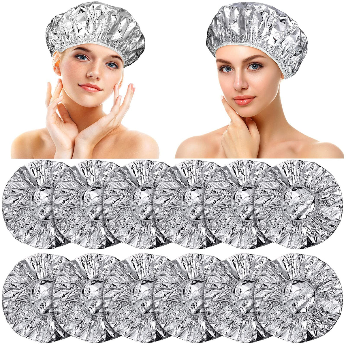 Willbond 12 Pack Silvery Aluminum Foil Hair Conditioning Caps 16 Inch For Salon & Home Use