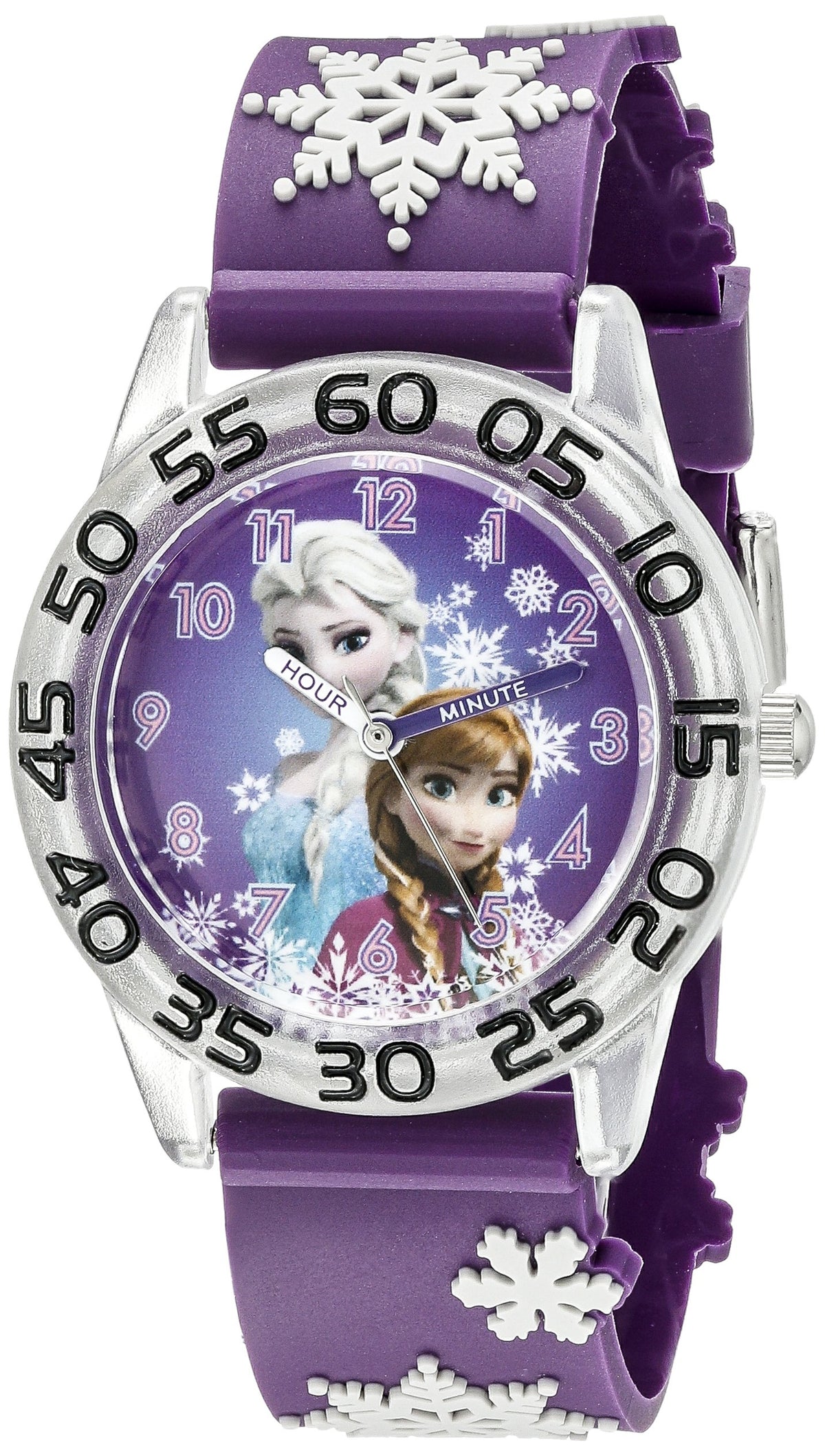 Disney Frozen Kids' 3D Strap Analog Quartz Watch - Purple & Gray Plastic Time Teacher