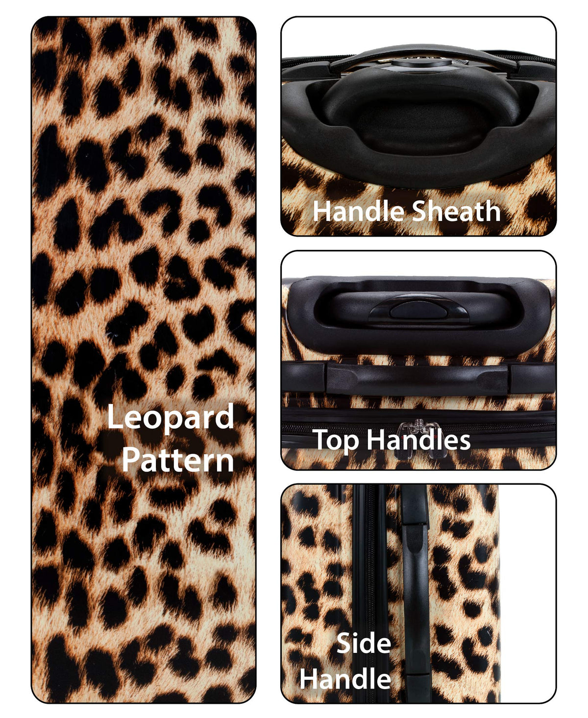 Rockland Safari 3-Piece Hardside Spinner Luggage Set, Leopard - 20&quot;/24&quot;/28&quot; Travel Bags