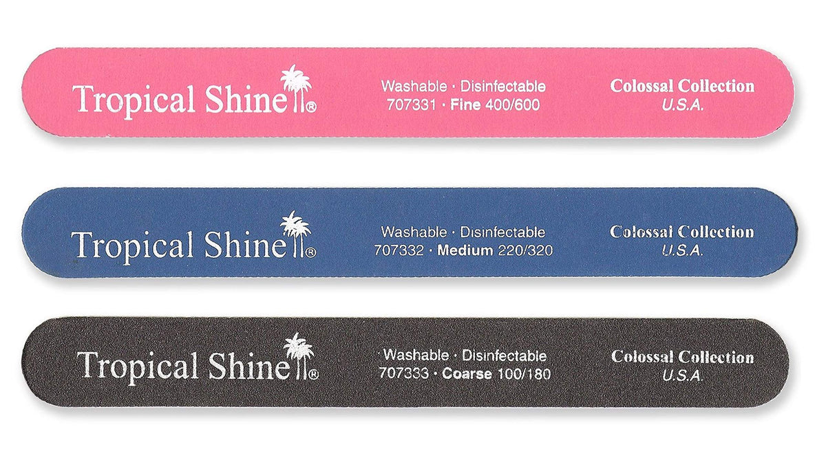 Tropical Shine 8.5&quot; Nail Files - 3 Pcs For Natural & Acrylic Nails - Durable Acrylic Material