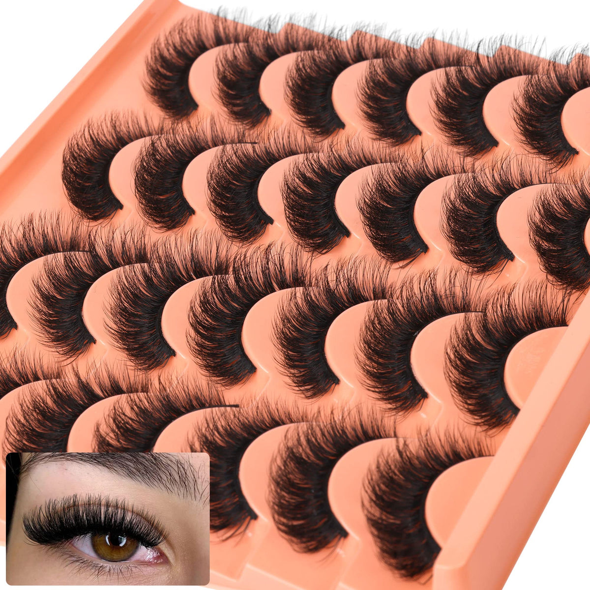 ALICROWN HAIR Short Lashes Faux Mink Eyelashes, 14 Pairs, Thick Fluffy Cat Eye, Black