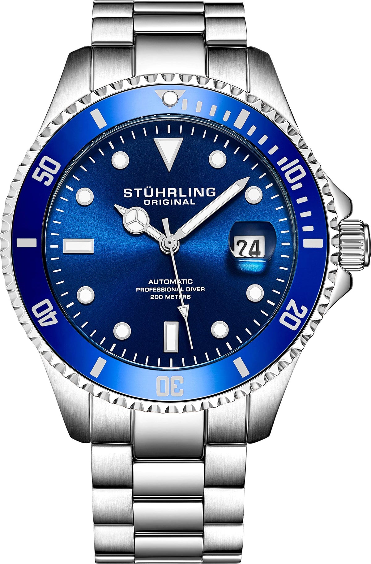 Stuhrling Original Men'S Automatic Dive Watch, 200M Water Resistant, Blue Dial, Sport 792 Series