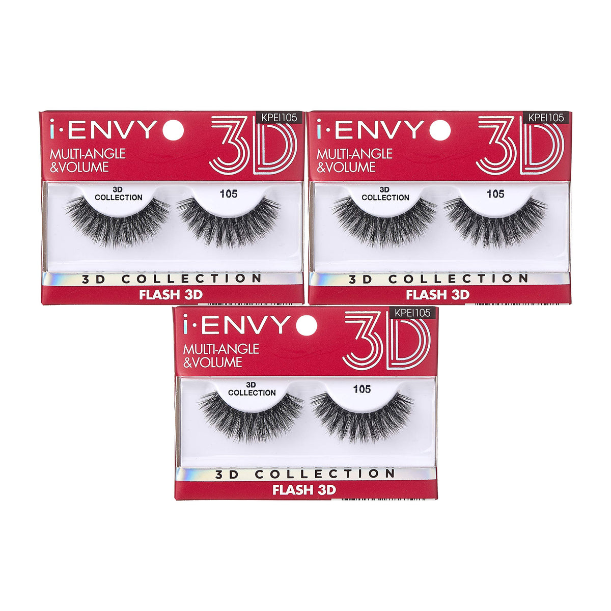 i•ENVY KISS 3D Collection Multiangle & Volume Eyelashes - 3 Pack (KPEI105)