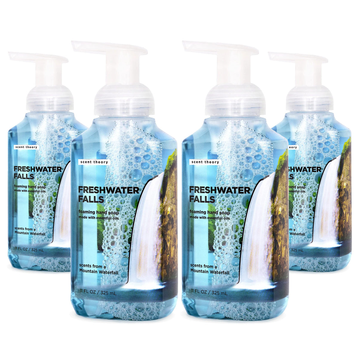 Scent Theory Foaming Hand Soap 11 Fl Oz - 4-Pack Freshwater Falls - Moisturizing & Refreshing