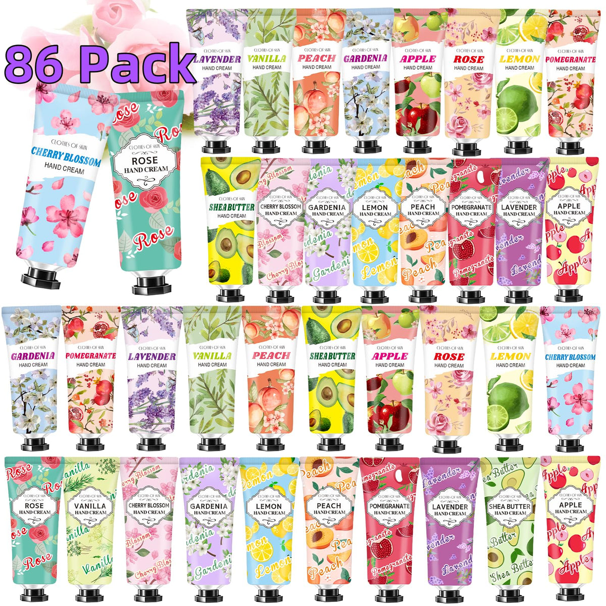 Clothes Of Skin 86 Pack Hand Creams - Bulk Gifts For Her, Teacher, Nurse, Baby Shower Prizes