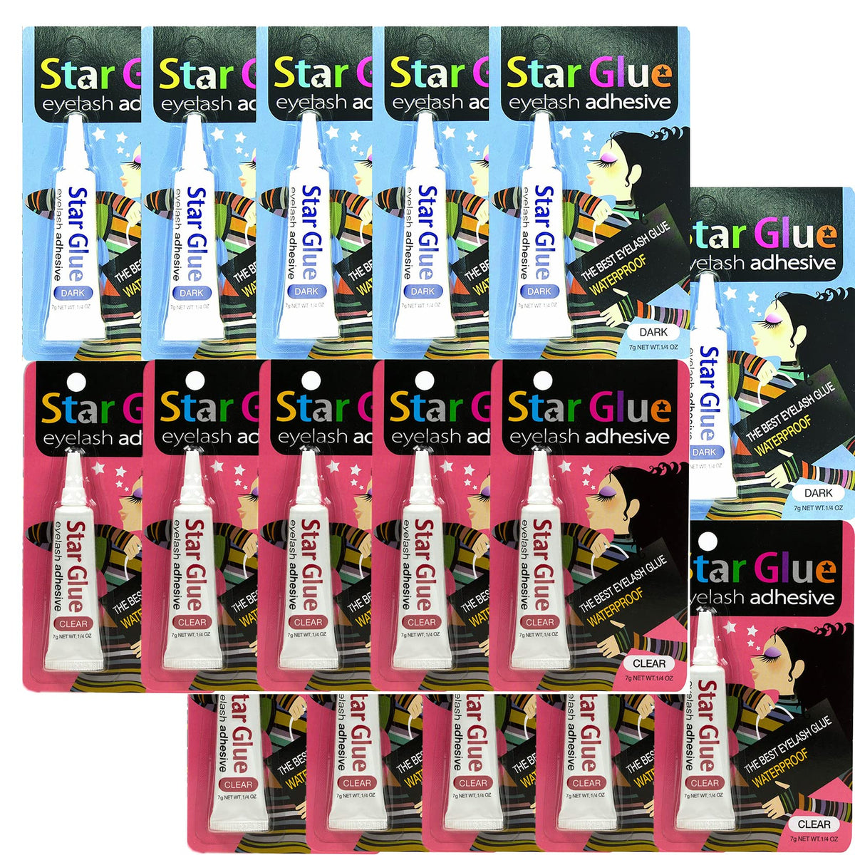 Star Glue Waterproof Eyelash Adhesive Combo - 20 Pcs For Mascara & Eyeliner