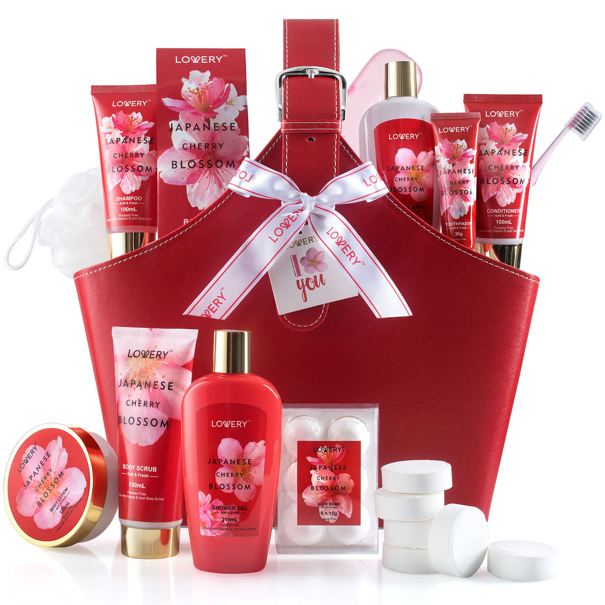 Lovery Valentine'S Home Spa Kit - 25Pcs Japanese Cherry Blossom Bath Set In Luxury Tote Bag