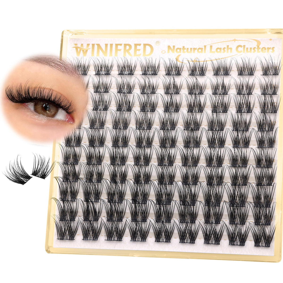 Winifred C Curl Eyelash Extensions - 10-16Mm Natural Look Waterproof Lash Clusters, Black