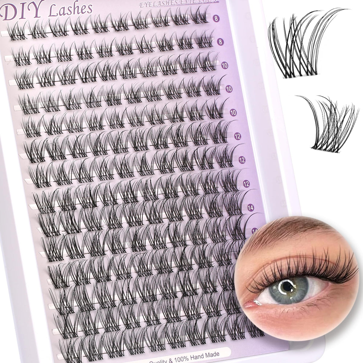 Himirell Natural Lash Clusters Kit - Wispy Individual D Curl Eyelash Extensions 8-16Mm