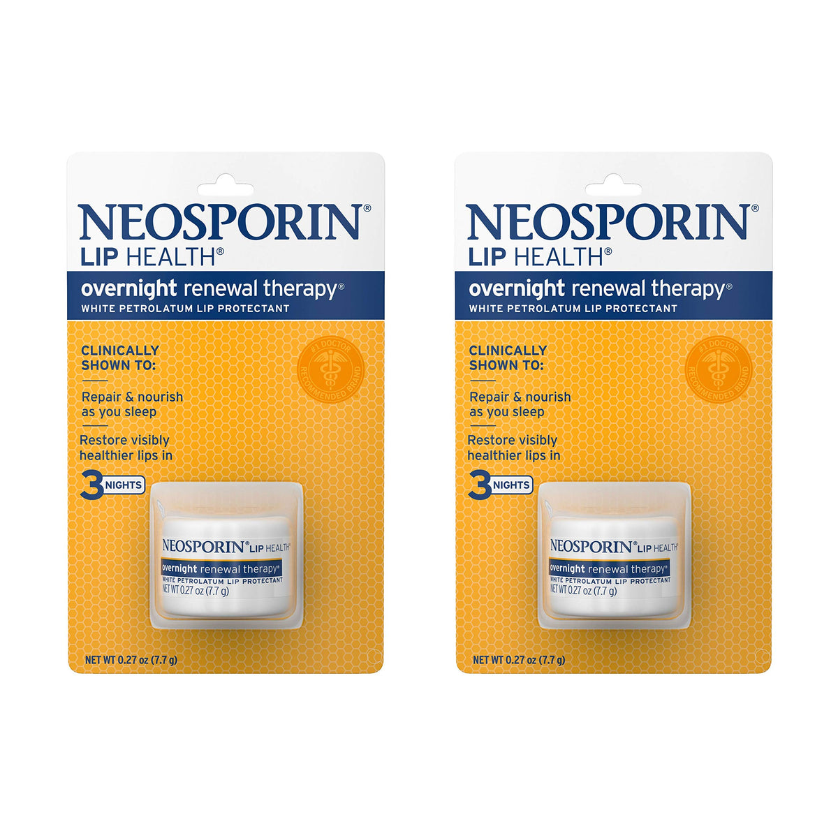 Neosporin Lip Health Overnight Therapy, 0.27Oz, Pack Of 2 - Cream White Lip Protectant