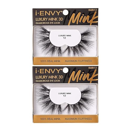 I-Envy Luxury Mink Collection 3D False Eyelashes - 100% Real Mink, Glamorous Fluffiness, 