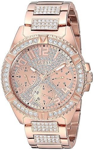 Guess Rose Gold-Tone Crystal Watch With Day/Date & 24-Hour Military Time - U1156L3