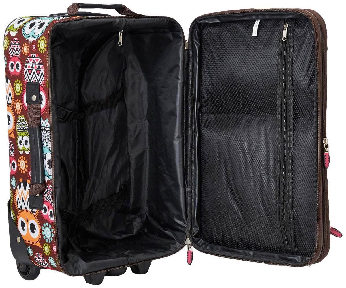 Rockland Expandable 2-Piece Owl Softside Luggage Set - Stylish & Durable Travel Bags