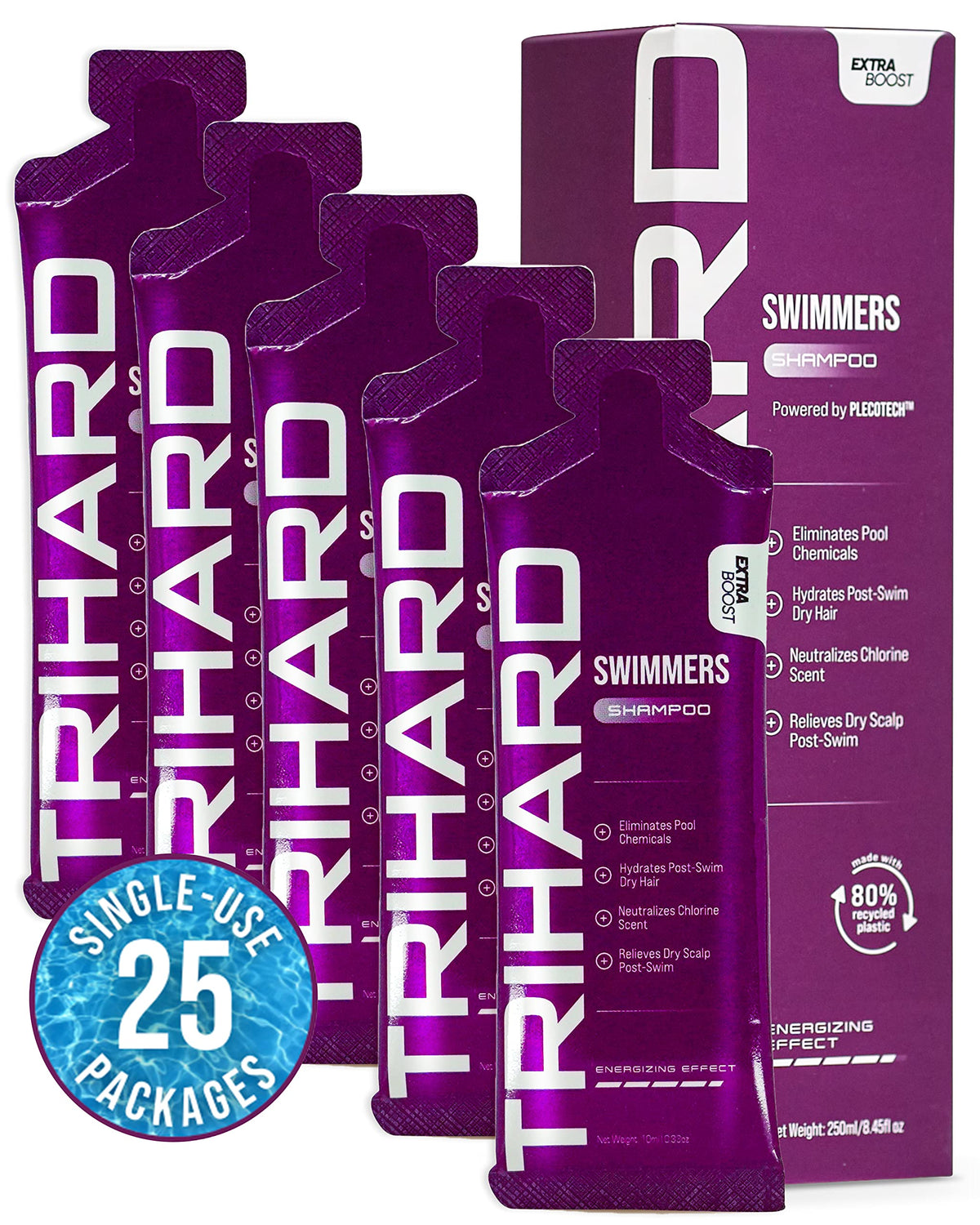 Trihard Swimmers Shampoo Kit | Extra Boost For Chlorine & Hard Water Removal | 0.34 Fl Oz (25 Pack)