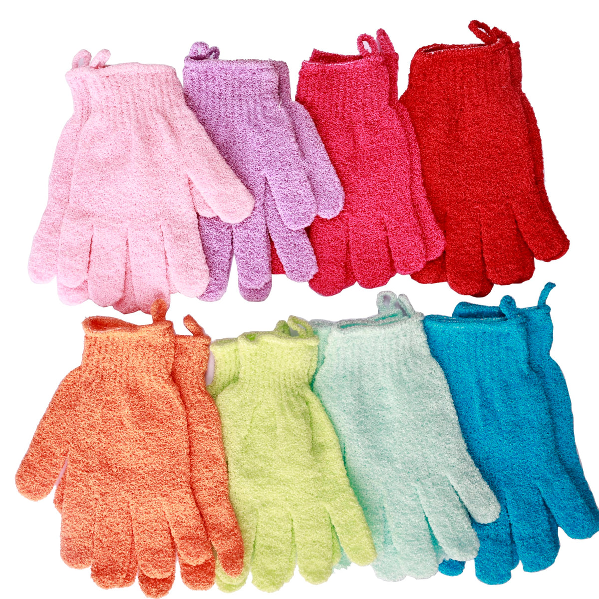 Magigift 16 Pcs Exfoliating Nylon Bath Gloves - Double Sided, 8 Colors For Spa & Shower