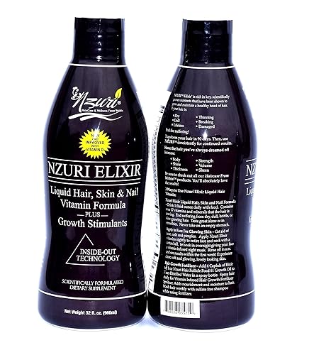 Nzuri Elixir Hair, Skin & Nails Vitamins With Biotin & Vitamin D, 32 Oz - Daily Growth Supplement