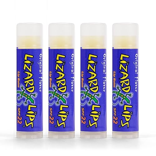 Lizard Lips Spf 22 Lip Balm - Original Vanilla, 4 Pack, Moisturizing Cream White, 0.6 Oz