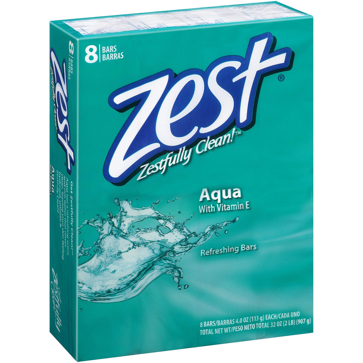 Zest Aqua Deodorant Bar Soap - Pack Of 24, 3.2Oz Each, Exfoliating & Moistur