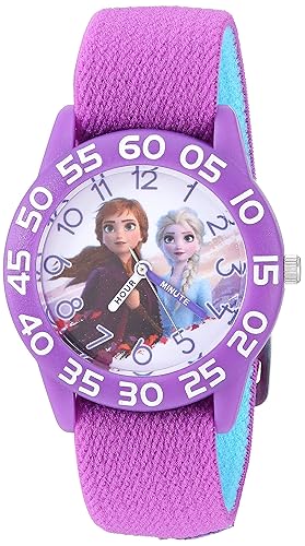 Disney Frozen Kids' Analog Quartz Watch - Purple Plastic/Nylon Strap, Time Teacher Design