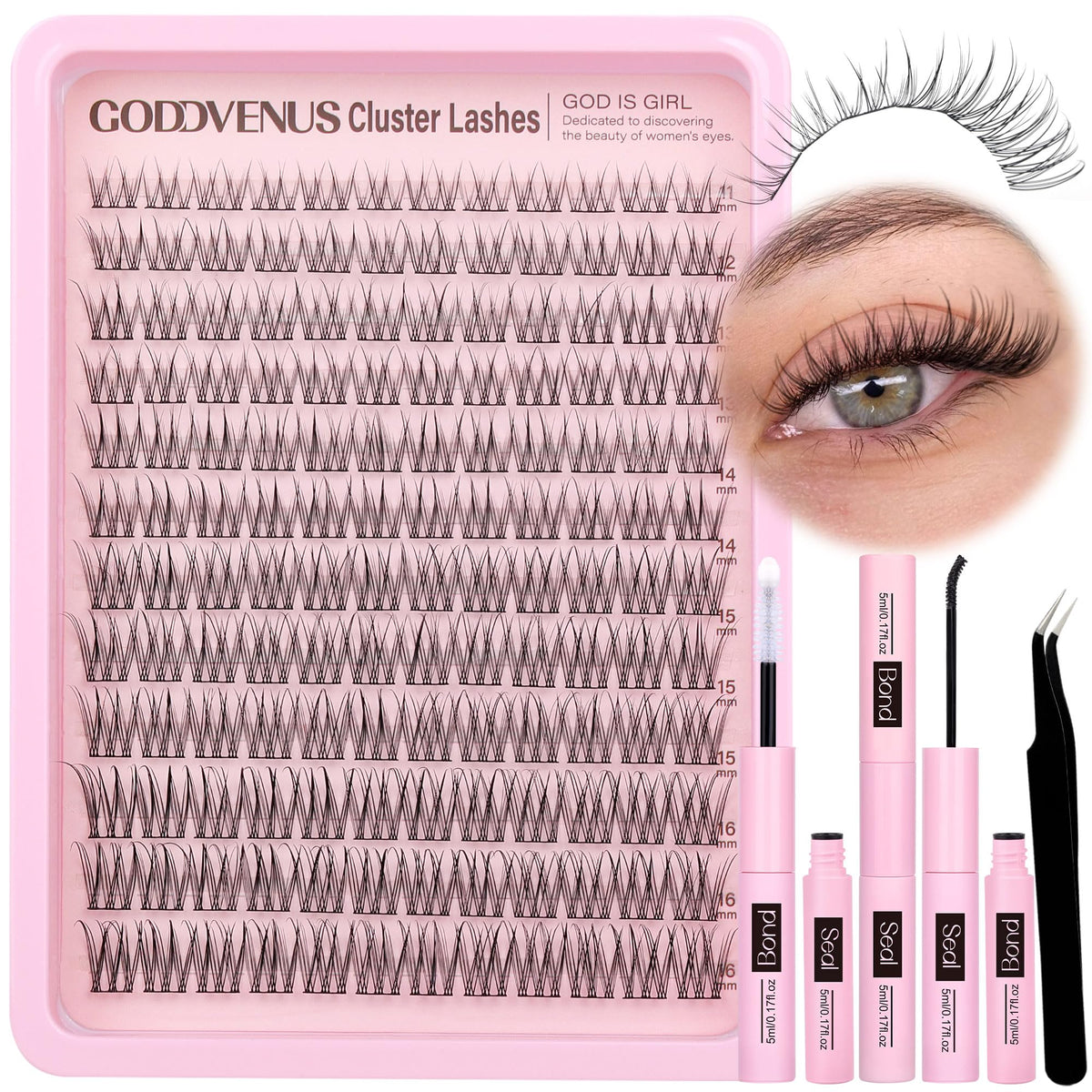 Goddvenus Wispy Lash Clusters Kit - 11-16Mm Waterproof Individual Eyelash Extensions (144Pcs)