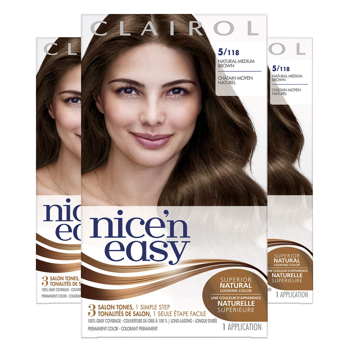 Clairol Nice'N Easy 5 Medium Brown Liquid Hair Dye, Pack Of 3 - Permanent Color