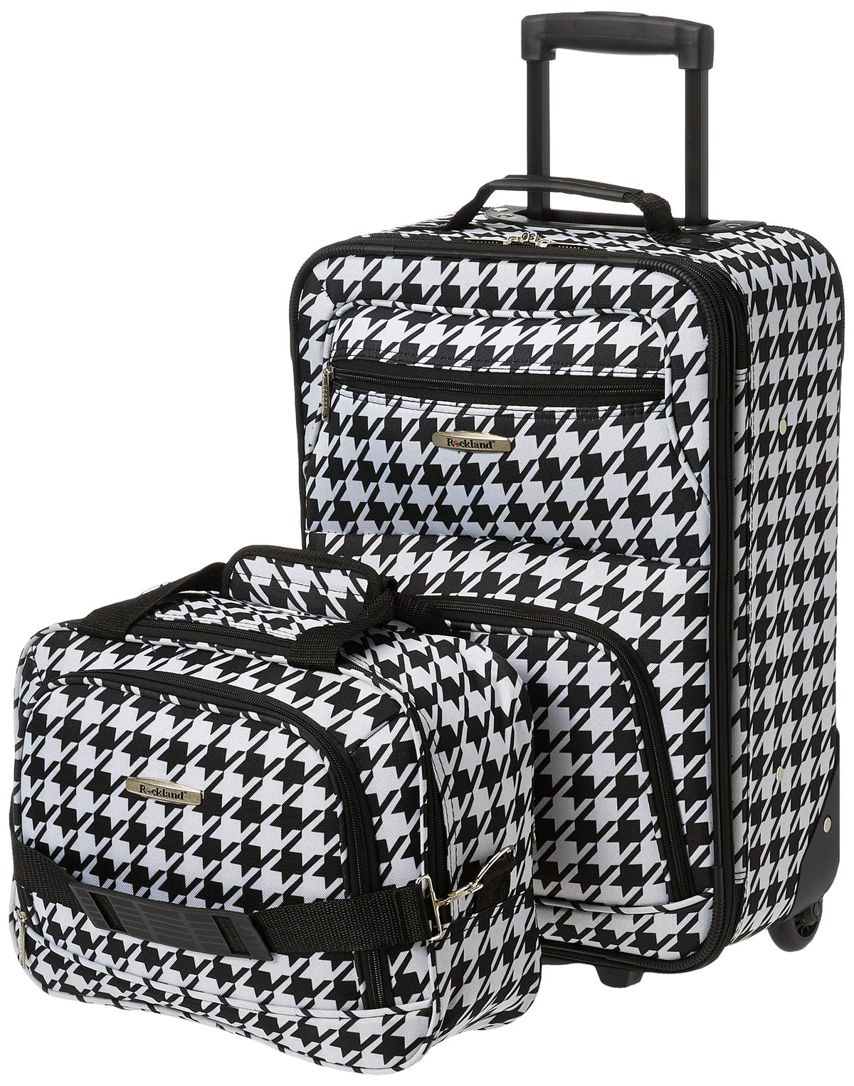 Rockland 2-Piece Expandable Softside Luggage Set, Kensington, Black and White, Travel Bags