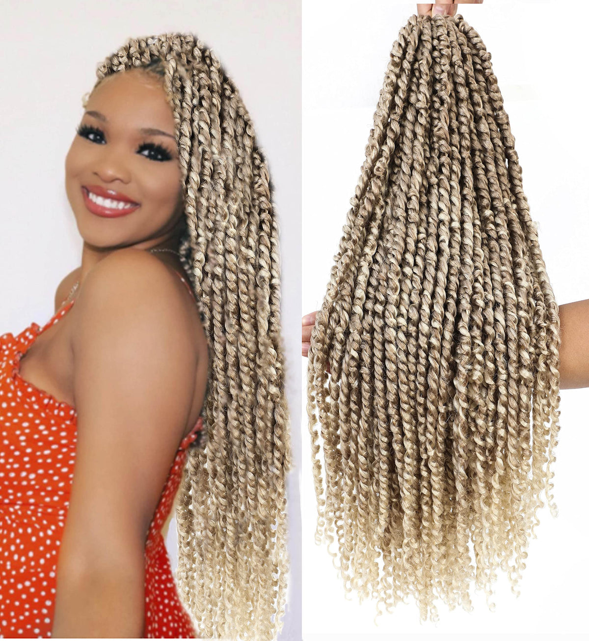 Flagship 30&quot; Passion Twist Crochet Hair 6Packs, 27/613 Honey Blonde Braiding Hair For Black Women